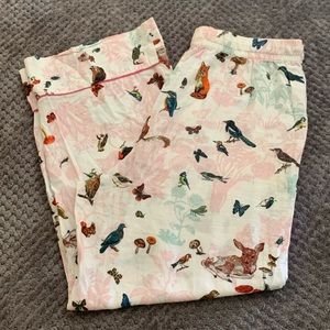 Anthropologie Flannel PJ Bottoms by Nathalie Lete Size Medium Forest Creatures